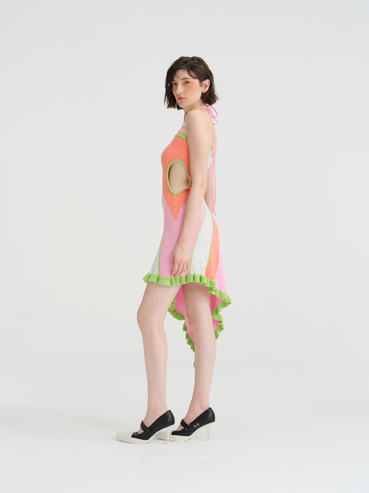 NOPHORA side waist cutout matching halter strapless dress