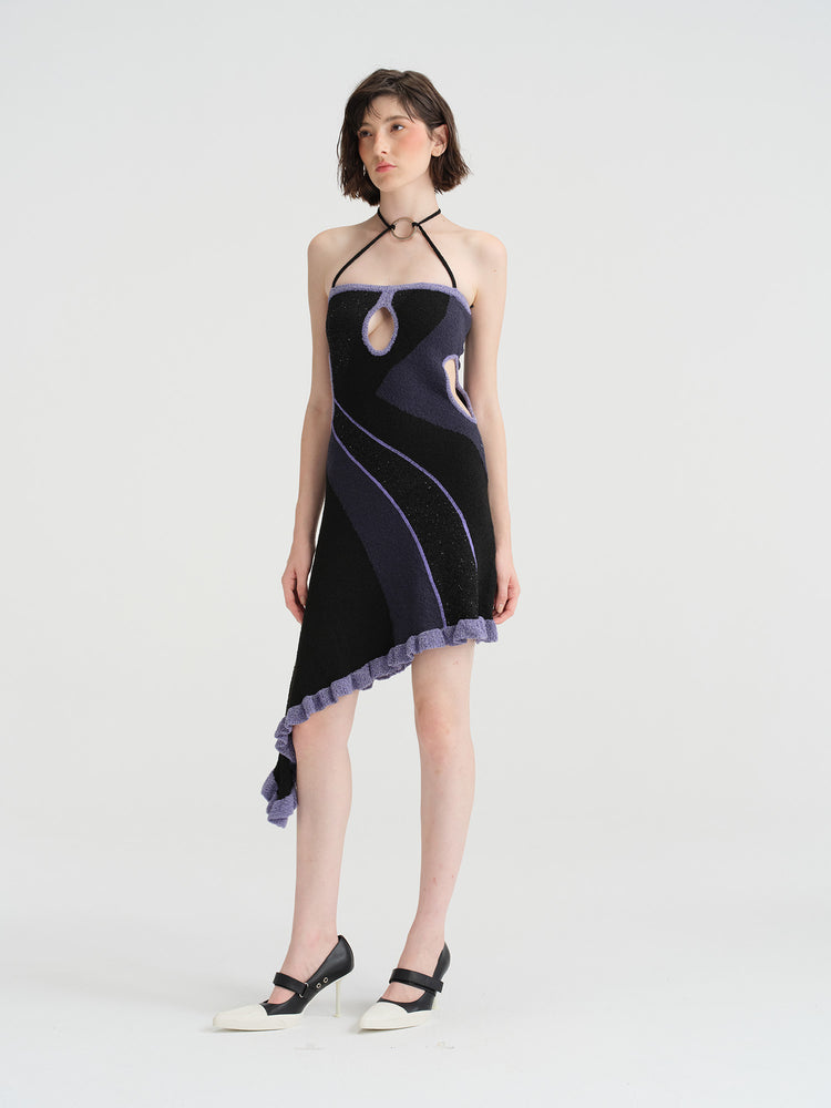 NOPHORA side waist cutout matching halter strapless dress