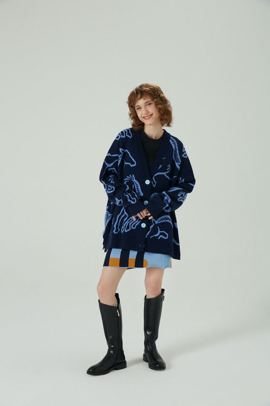 CYNTHIA&XIAO Knitted Cardigan with Horse