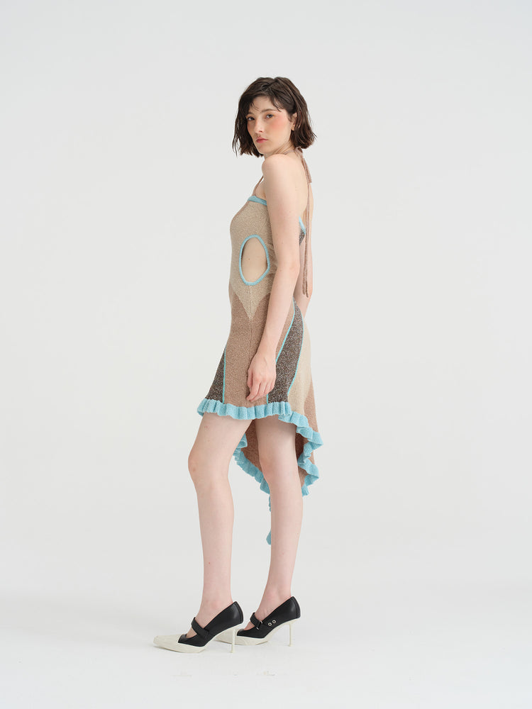 NOPHORA side waist cutout matching halter strapless dress