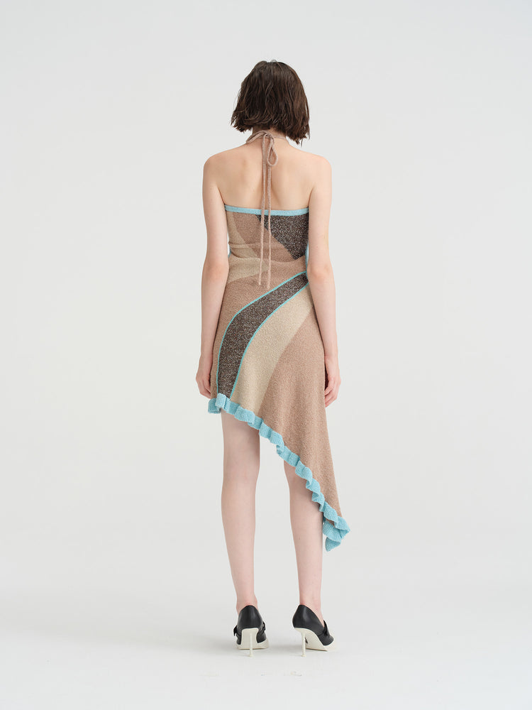 NOPHORA side waist cutout matching halter strapless dress