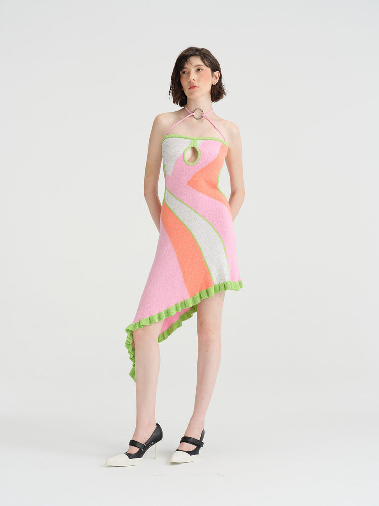 NOPHORA side waist cutout matching halter strapless dress