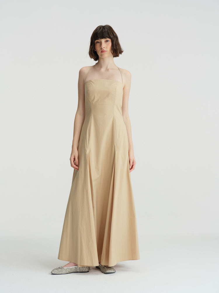 Seedan beige cotton strappy dress