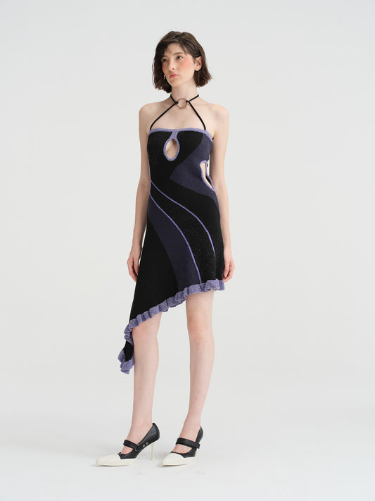 NOPHORA side waist cutout matching halter strapless dress