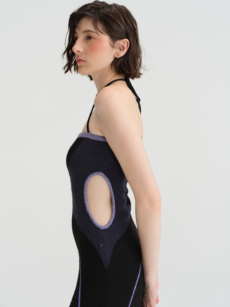 NOPHORA side waist cutout matching halter strapless dress