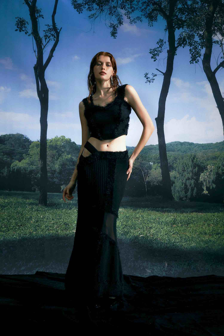 NOPHORA Knit Skirt with Waist Hollow